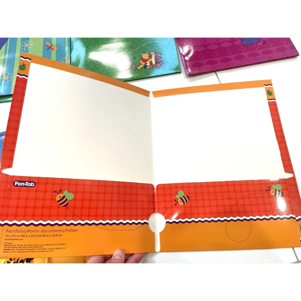 Vintage Pen Tab Disney Winnie The Pooh School Folder Lot of 13 Piglet Tigger Y2K
